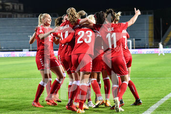 2020-10-27 - Denmark players celebrate the goal - QUALIFICAZIONE EURO 2022 - ITALIA FEMMINILE VS DANIMARCA - UEFA EUROPEAN - SOCCER