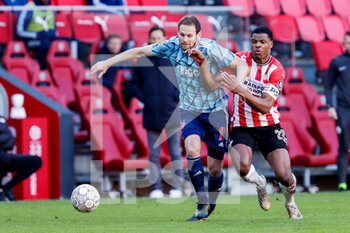 2021-02-28 - Daley Blind of Ajax and Denzel Dumfries of PSV during the Netherlands championship Eredivisie football match between PSV and Ajax on February 28, 2021 at Philips Stadion in Eindhoven, Netherlands - Photo Perry vd Leuvert / Orange Pictures / DPPI - PSV AND AJAX - NETHERLANDS EREDIVISIE - SOCCER