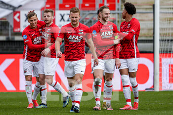 2021-03-21 - Teun Koopmeiners of AZ celebrating second goal of his side with teammates during the Netherlands championship Eredivisie football match between AZ and PSV on March 21, 2021 at AFAS Stadion in Alkmaar, Netherlands - Photo Broer van den Boom / Orange Pictures / DPPI - AZ AND PSV - NETHERLANDS EREDIVISIE - SOCCER