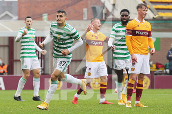 2020-11-08 - Mohamed Elyounoussi (Celtic) gets his third 1-3 during the Scottish championship, Premiership football match between Motherwell and Celtic on November 8, 2020 at Fir Park in Motherwell, Scotland - Photo Chris McCluskie / ProSportsImages / DPPI - MOTHERWELL VS CELTIC - SCOTTISH PREMIERSHIP - SOCCER
