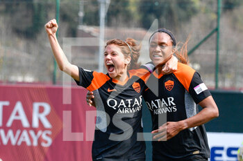 2021-03-20 - Manuela Giugliano of AS Roma and Allyson Swaby of AS Roma seen in action during the Italian Football Championship League A Women 2020/2021 match between AS Roma vs FC Internazionale at the “Agostino Di Bartolomei” in the Fulvio Bernardini Sports Center in Trigoria - AS ROMA VS FC INTERNAZIONALE - ITALIAN SERIE A WOMEN - SOCCER