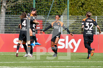 2021-03-20 - the AS Roma players celebrate the 3-0 goal seen in action during the Italian Football Championship League A Women 2020/2021 match between AS Roma vs FC Internazionale at the “Agostino Di Bartolomei” in the Fulvio Bernardini Sports Center in Trigoria - AS ROMA VS FC INTERNAZIONALE - ITALIAN SERIE A WOMEN - SOCCER