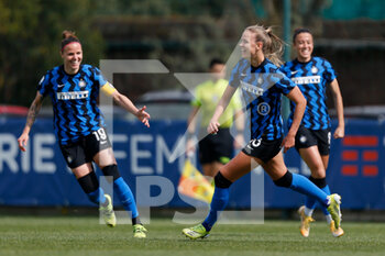 2021-03-28 - Caroline Moller Hansen (FC Internazionale) celebrates after scoring the opener - INTER FC INTERNAZIONALE VS AC MILAN - ITALIAN SERIE A WOMEN - SOCCER