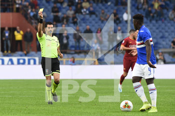 2019-10-20 - ammonizione Ronaldo Vieira (Sampdoria), arbitro Maresca - SAMPDORIA VS ROMA - ITALIAN SERIE A - SOCCER