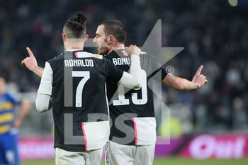 2020-01-19 - 7 Cristiano Ronaldo (JUVENTUS) e 19 Leonardo Bonucci (JUVENTUS) esultanza - JUVENTUS VS PARMA - ITALIAN SERIE A - SOCCER