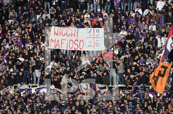 2020-02-08 - Lo striscione dei tifosi della Fiorentina contro il designatore degli arbitri Nicchi - FIORENTINA VS ATALANTA - ITALIAN SERIE A - SOCCER