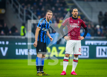 2020-02-09 - Milan Skriniar of FC Internazionale and Zlatan Ibrahimovic of AC Milan - INTER VS MILAN - ITALIAN SERIE A - SOCCER