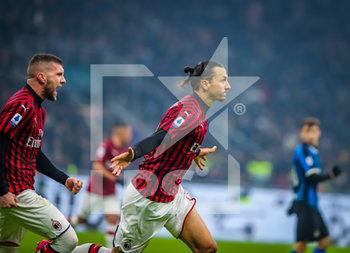 2020-02-09 - Zlatan Ibrahimovic of AC Milan celebrates the goal - INTER VS MILAN - ITALIAN SERIE A - SOCCER