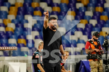 2020-07-05 - Rino Gattuso head coach of Napoli gestures during match Serie A TIM between SSC Napoli and AS Roma on July 05 2020 in Naples (Italy) at San Paolo Stadium Photo LPS/MARCO IORIO - NAPOLI VS ROMA - ITALIAN SERIE A - SOCCER