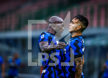 2020-07-28 - Lautaro Martinez of FC Internazionale and Romelu Lukaku of FC Internazionale celebrates the goal during the Serie A 2019/20 match between FC Internazionale vs SSC Napoli at the San Siro Stadium, Milan, Italy on July 28, 2020 - Photo Fabrizio Carabelli - INTER VS NAPOLI - ITALIAN SERIE A - SOCCER
