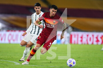 2020-09-27 - Alvaro Morata of Juventus (L) and Roger Ibanez of Roma (R) in action during the Italian championship Serie A football match between AS Roma and Juventus FC on September 27, 2020 at Stadio Olimpico in Rome, Italy - Photo Federico Proietti / DPPI - AS ROMA VS JUVENTUS FC - ITALIAN SERIE A - SOCCER