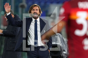 2020-09-27 - Juventus head coach Andrea Pirlo reacts during the Italian championship Serie A football match between AS Roma and Juventus FC on September 27, 2020 at Stadio Olimpico in Rome, Italy - Photo Federico Proietti / DPPI - AS ROMA VS JUVENTUS FC - ITALIAN SERIE A - SOCCER