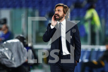 2020-09-27 - Juventus head coach Andrea Pirlo reacts during the Italian championship Serie A football match between AS Roma and Juventus FC on September 27, 2020 at Stadio Olimpico in Rome, Italy - Photo Federico Proietti / DPPI - AS ROMA VS JUVENTUS FC - ITALIAN SERIE A - SOCCER
