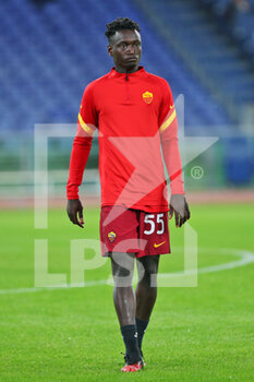 2020-10-18 - Ebrima Darboe of Roma during warm up before the Italian championship Serie A football match between AS Roma and Benevento Calcio on October 18, 2020 at Stadio Olimpico in Rome, Italy - Photo Federico Proietti / DPPI - AS ROMA VS BENEVENTO CALCIO - ITALIAN SERIE A - SOCCER