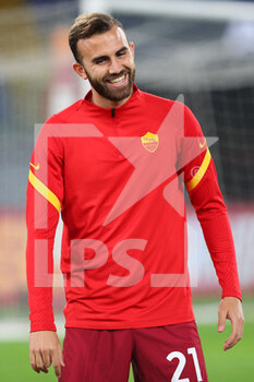 2020-11-01 - Borja Mayoral of Roma during warm up before the Italian championship Serie A football match between AS Roma and ACF Fiorentina on November 1, 2020 at Stadio Olimpico in Rome, Italy - Photo Federico Proietti / DPPI - AS ROMA AND ACF FIORENTINA - ITALIAN SERIE A - SOCCER