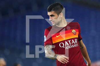 2020-11-01 - Gianluca Mancini of Roma reacts during the Italian championship Serie A football match between AS Roma and ACF Fiorentina on November 1, 2020 at Stadio Olimpico in Rome, Italy - Photo Federico Proietti / DPPI - AS ROMA AND ACF FIORENTINA - ITALIAN SERIE A - SOCCER