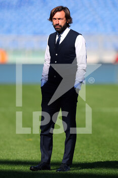 2020-11-08 - Juventus head coach Andrea Pirlo during warm up before the Italian championship Serie A football match between SS Lazio and Juventus FC on November 8, 2020 at Stadio Olimpico in Rome, Italy - Photo Federico Proietti / DPPI - SS LAZIO VS JUVENTUS FC - ITALIAN SERIE A - SOCCER