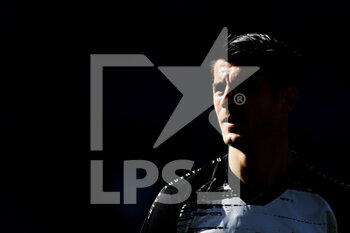 2020-11-08 - Alvaro Morata of Juventus during warm up before the Italian championship Serie A football match between SS Lazio and Juventus FC on November 8, 2020 at Stadio Olimpico in Rome, Italy - Photo Federico Proietti / DPPI - SS LAZIO VS JUVENTUS FC - ITALIAN SERIE A - SOCCER