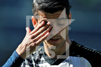 2020-11-08 - Alvaro Morata of Juventus during warm up before the Italian championship Serie A football match between SS Lazio and Juventus FC on November 8, 2020 at Stadio Olimpico in Rome, Italy - Photo Federico Proietti / DPPI - SS LAZIO VS JUVENTUS FC - ITALIAN SERIE A - SOCCER