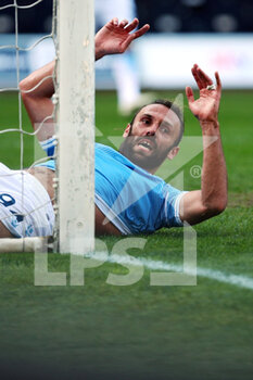 2020-11-08 - Vedat Muriqi of Lazio reacts on the ground during the Italian championship Serie A football match between SS Lazio and Juventus FC on November 8, 2020 at Stadio Olimpico in Rome, Italy - Photo Federico Proietti / DPPI - SS LAZIO VS JUVENTUS FC - ITALIAN SERIE A - SOCCER