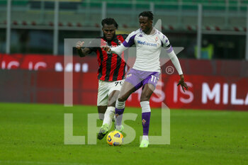 2020-11-29 - Christi Kouame during the Italian championship Serie A football match between AC Milan and AC Fiorentina on November 29, 2020 at San Siro stadium in Milan, Italy - Photo Morgese-Rossini / DPPI - AC MILAN AND ACF FIORENTINA - ITALIAN SERIE A - SOCCER