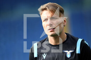 2020-11-29 - Ciro Immobile of Lazio reacts during warm up before during the Italian championship Serie A football match between SS Lazio and Udinese Calcio on November 29, 2020 at Stadio Olimpico in Rome, Italy - Photo Federico Proietti / DPPI - SS LAZIO VS UDINESE CALCIO - ITALIAN SERIE A - SOCCER