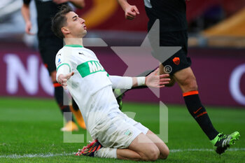 2020-12-06 - Filip Djuricic of Sassuolo reacts on the pitch during the Italian championship Serie A football match between AS Roma and US Sassuolo Calcio on December 6, 2020 at Stadio Olimpico in Rome, Italy - Photo Federico Proietti / DPPI - AS ROMA VS US SASSUOLO CALCIO - ITALIAN SERIE A - SOCCER