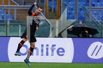 2020-12-06 - Henrikh Mkhitaryan of Roma celebrates after scoring the goal canceled by the referee Fabio Maresca during the Italian championship Serie A football match between AS Roma and US Sassuolo Calcio on December 6, 2020 at Stadio Olimpico in Rome, Italy - Photo Federico Proietti / DPPI - AS ROMA VS US SASSUOLO CALCIO - ITALIAN SERIE A - SOCCER
