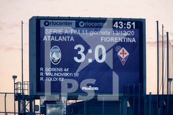 2020-12-13 - Risultato finale su maxischermo del Gewiss Stadium - ATALANTA VS FIORENTINA - ITALIAN SERIE A - SOCCER