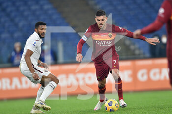2020-12-17 -  ROME, ITALY - December 17 : Lorenzo Pellegrini (7 ) of AS Roma scoring a goal during Italian Serie A soccer match between AS Roma and Torino FC at Stadio Olimpico on December 17,2020 in Rome Italy - ROMA VS TORINO - ITALIAN SERIE A - SOCCER