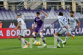2020-12-19 - Dusan Vlahovic (ACF Fiorentina) during the Serie A soccer match between AFC Fiorentina - Hellas Verona, Stadio Artemio Franchi on December 19, 2020 in Florence Italy - FIORENTINA VS HELLAS VERONA - ITALIAN SERIE A - SOCCER