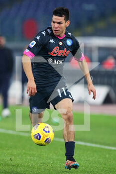 2020-12-20 - Hirving Lozano of Napoli in action during the Italian championship Serie A football match between SS Lazio and SSC Napoli on December 20, 2020 at Stadio Olimpico in Rome, Italy - Photo Federico Proietti / DPPI - SS LAZIO VS SSC NAPOLI - ITALIAN SERIE A - SOCCER