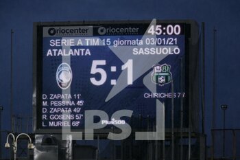 2021-01-03 - Tabellone luminoso con il risultato finale della partita - ATALANTA VS SASSUOLO - ITALIAN SERIE A - SOCCER