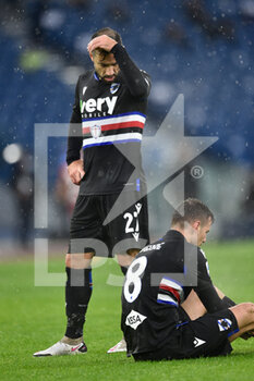 2021-01-03 - ROME, ITALY - January 3 : Fabio Quagliarella at Valerio Verre of UC Sampdoria gesture during the Serie A soccer match between AS Roma and UC Sampdoria at Stadio Olimpico on January 3,2021 in Rome Italy - ROMA VS SAMPDORIA - ITALIAN SERIE A - SOCCER