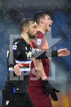 2021-01-03 - ROME, ITALY - January 3 : fabio Quagliarella of UC Sampdoria gesture during the Serie A soccer match between AS Roma and UC Sampdoria at Stadio Olimpico on January 3,2021 in Rome Italy - ROMA VS SAMPDORIA - ITALIAN SERIE A - SOCCER