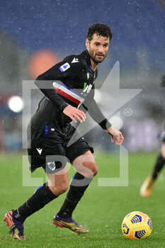 2021-01-03 - ROME, ITALY - January 3 : Antonio Candreva of UC Sampdoria in action during the Serie A soccer match between AS Roma and UC Sampdoria at Stadio Olimpico on January 3,2021 in Rome Italy - ROMA VS SAMPDORIA - ITALIAN SERIE A - SOCCER
