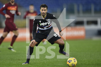 2021-01-03 - ROME, ITALY - January 3 : Antonio Candreva of UC Sampdoria in action during the Serie A soccer match between AS Roma and UC Sampdoria at Stadio Olimpico on January 3,2021 in Rome Italy - ROMA VS SAMPDORIA - ITALIAN SERIE A - SOCCER
