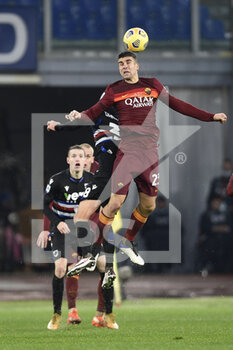 2021-01-03 - ROME, ITALY - January 3 : Gianluca Mancini (L) of AS Roma in action  during the Serie A soccer match between AS Roma and UC Sampdoria at Stadio Olimpico on January 3,2021 in Rome Italy - ROMA VS SAMPDORIA - ITALIAN SERIE A - SOCCER