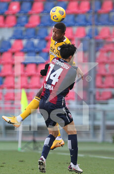2021-01-06 - Udinese's Marvin Zeegelaar and Bologna's Takehiro Tomiyasu during the Italian Serie A soccer match Bologna Fc Udinese at the Renato Dall'Ara stadium in Bologna, Italy, 6 January 2021. Ph. Michele Nucci - BOLOGNA VS UDINESE - ITALIAN SERIE A - SOCCER