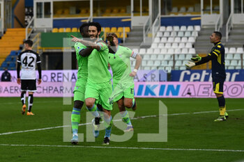 2021-01-10 - Luis Alberto, Felipe Caicedo and Ciro Immobile celebrate Lazio's first goal - PARMA CALCIO VS SS LAZIO  - ITALIAN SERIE A - SOCCER