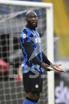 2021-01-10 - ROME, ITALY - January 10 : Romelu Lukaku of FC International Milan gesture during the Serie A soccer match between AS Roma and FC International Milan at Stadio Olimpico on January 10,2021 in Rome Italy - AS ROMA VS FC INTERNAZIONALE - ITALIAN SERIE A - SOCCER
