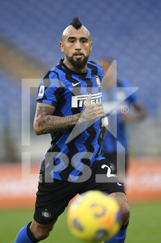 2021-01-10 - ROME, ITALY - January 10 : Arturo Vidal of FC International Milan during the Serie A soccer match between AS Roma and FC International Milan at Stadio Olimpico on January 10,2021 in Rome Italy - AS ROMA VS FC INTERNAZIONALE - ITALIAN SERIE A - SOCCER