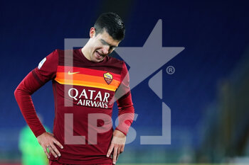 2021-01-15 - Gianluca Mancini of Roma reacts during the Italian championship Serie A football match between SS Lazio and AS Roma on January 15, 2021 at Stadio Olimpico in Rome, Italy - Photo Federico Proietti / DPPI - SS LAZIO VS AS ROMA - ITALIAN SERIE A - SOCCER