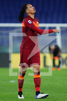 2021-01-15 - Chris Smalling of roma reacts during the Italian championship Serie A football match between SS Lazio and AS Roma on January 15, 2021 at Stadio Olimpico in Rome, Italy - Photo Federico Proietti / DPPI - SS LAZIO VS AS ROMA - ITALIAN SERIE A - SOCCER