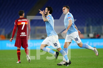 2021-01-15 - Luis Alberto of Lazio celebrates after scoring 3-0 goal during the Italian championship Serie A football match between SS Lazio and AS Roma on January 15, 2021 at Stadio Olimpico in Rome, Italy - Photo Federico Proietti / DPPI - SS LAZIO VS AS ROMA - ITALIAN SERIE A - SOCCER