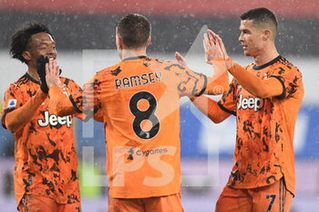 2021-01-30 - Juan Cuadrado (Juventus), Aaron Ramsey (Juventus), Cristiano Ronaldo (Juventus), celebrates after scoring a goal - UC SAMPDORIA VS JUVENTUS FC - ITALIAN SERIE A - SOCCER