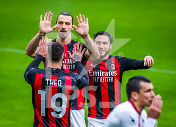 2021-02-07 - Zlatan Ibrahimovic of AC Milan celebrates after scoring a goal - AC MILAN VS CROTONE FC - ITALIAN SERIE A - SOCCER