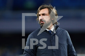 2021-02-13 - Andrea Pirlo head coach of Juventus reacts during the Italian championship Serie A football match between SSC Napoli and Juventus FC on February 13, 2021 at Diego Armando Maradona Stadium in Naples, Italy - Photo Federico Proietti / DPPI - SSC NAPOLI AND JUVENTUS FC - ITALIAN SERIE A - SOCCER