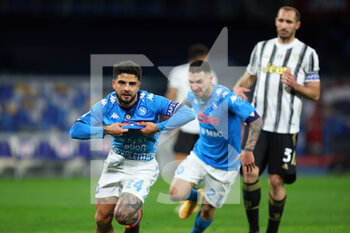2021-02-13 - Lorenzo Insigne of Napoli celebrates after scoring 1-0 goal by penalty during the Italian championship Serie A football match between SSC Napoli and Juventus FC on February 13, 2021 at Diego Armando Maradona Stadium in Naples, Italy - Photo Federico Proietti / DPPI - SSC NAPOLI AND JUVENTUS FC - ITALIAN SERIE A - SOCCER