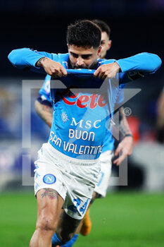 2021-02-13 - Lorenzo Insigne of Napoli celebrates after scoring 1-0 goal by penalty during the Italian championship Serie A football match between SSC Napoli and Juventus FC on February 13, 2021 at Diego Armando Maradona Stadium in Naples, Italy - Photo Federico Proietti / DPPI - SSC NAPOLI AND JUVENTUS FC - ITALIAN SERIE A - SOCCER